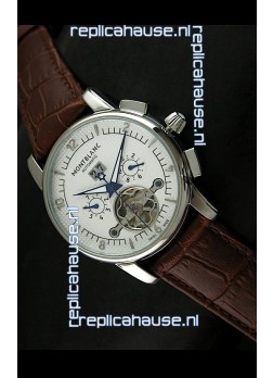 Mont Blanc Flying Tourbillon Japanese Replica Watch in White Dial