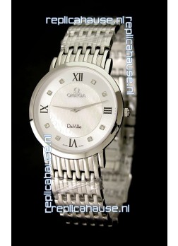 Omega DeVelie Japanese Replica Watch in Diamond Markers