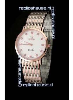 Omega DeVelie Japanese Replica Rose Gold Watch 