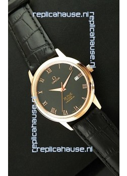 Omega DeVelie Co-Axial Chronometer Japanese Rose Gold Watch in Black Dial