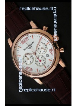Patek Philippe Perpetual Calender Japanese Steel Watch in White Dial