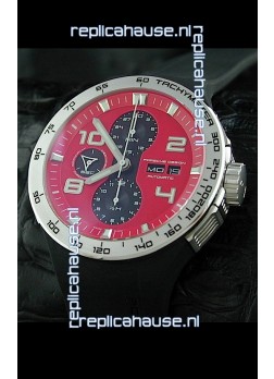 Porsche Design Flat Six P'6340 Swiss Chronograph Watch in Red Dial