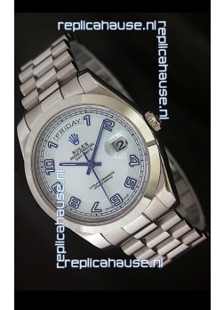 Rolex Day Date Japanese Replica Steel Watch in White Dial
