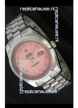 Rolex Day Date Japanese Replica Steel Watch in Champagne Dial