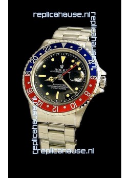 Rolex GMT Master Swiss Replica Steel Watch in Black Dial
