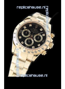 Rolex Daytona Cosmograph Swiss Replica Gold Watch in Black Dial