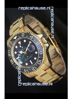 Rolex GMT Master II Swiss Replica Gold Watch in Black Dial