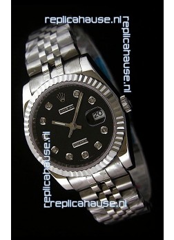 Rolex Datejust Mens Japanese Replica Watch in Black Dial