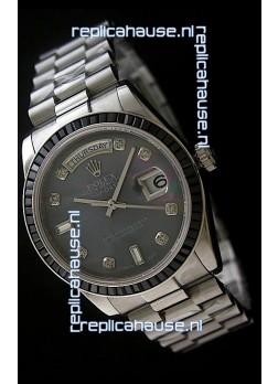 Rolex Day Date 2008 Japanese Replica Watch in Mop Black Dial