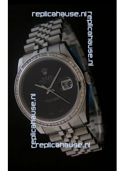 Rolex Datejust Japanese Replica Watch in Full Black Dial