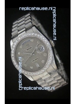 Rolex Day Date Just Japanese Replica Watch in Printed Grey Dial