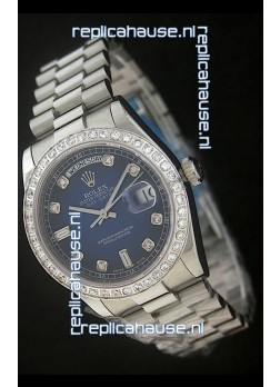 Rolex Day Date Just Japanese Replica Watch in Dark Blue Dial