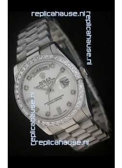 Rolex Day Date Just Japanese Replica Watch in White Dial