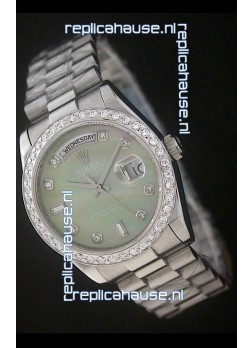 Rolex Day Date Just Japanese Replica Watch in Light Green Dial