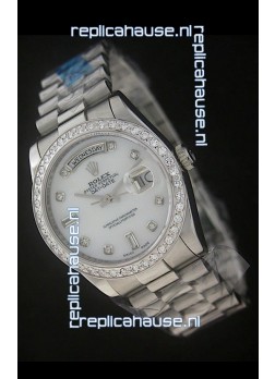 Rolex Day Date Just Japanese Replica Watch in White Dial