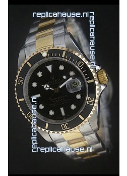 Rolex Submariner Oyster Perpetual Two Tone Watch in Black Ceramic Bezel