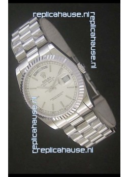 Rolex Day Date Just Japanese Replica Silver White Watch 