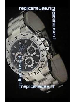 Rolex Daytona Japanese Replica Steel Watch in Black Dial