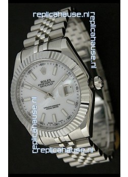 Rolex DateJust Japanese Replica Watch in Mop White Dial