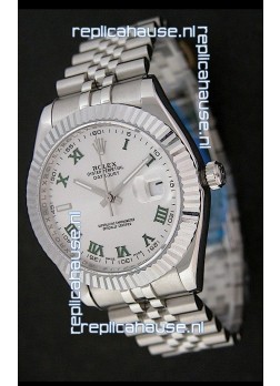 Rolex DateJust Japanese Replica Watch in Green Roman Hour Markers