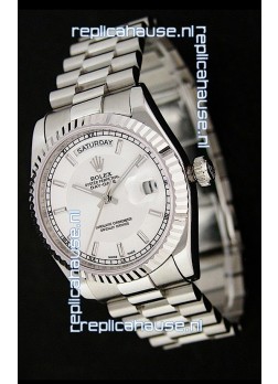 Rolex Day Date Just Japanese Replica Silver White Watch 