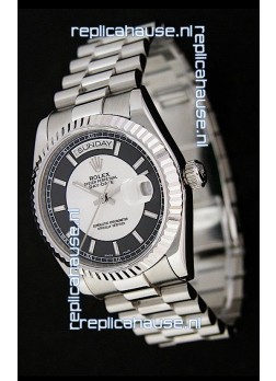 Rolex Day Date Just Japanese Replica Watch in Black & White Dial