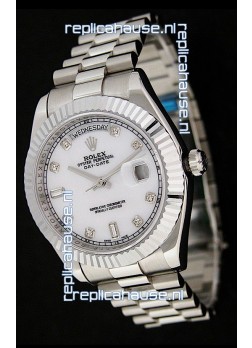 Rolex Oyster Perpetual Day Date Japanese Replica Watch in White Mother of Pearl Dial