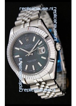 Rolex DateJust Japanese Replica Watch in Black Mother of Pearl Dial