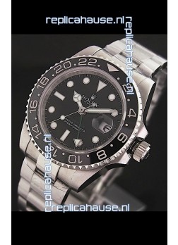 Rolex GMT Master II Swiss Replica Steel Watch in Black Dial
