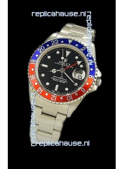 Rolex GMT Master II Swiss Replica Steel Watch in Red and Blue Bezel 