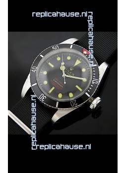Rolex Submariner Swiss Replica Watch in Domed Crystal Black Nylon Strap