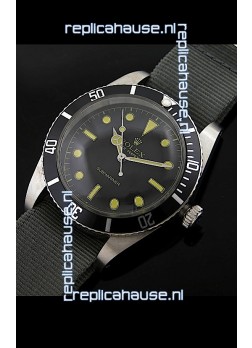 Rolex Submariner Swiss Replica Watch in Domed Crystal Grey Nylon Strap