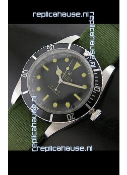 Rolex Submariner Swiss Replica Watch in Domed Crystal Green Nylon Strap