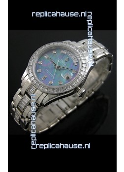 Rolex Oyster Perpetual Day Date Japanese Replica Watch in Blue Mother of Pearl Dial 