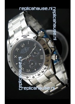 Rolex Daytona Japanese Replica Steel Watch in Black Dial