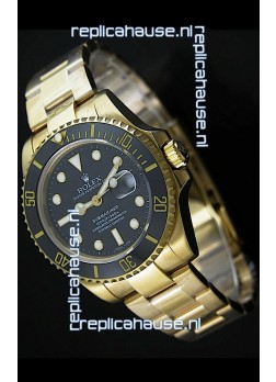 Rolex Submariner Swiss Gold Watch in Black Dial with Ceramic Bezel