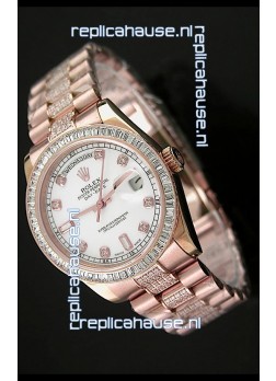 Rolex Oyster Perpetual Day Date Japanese Rose Gold Automatic Watch in Diamond Markers