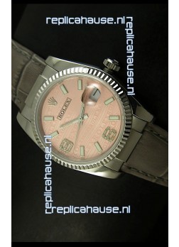 Rolex Replica Datejust Swiss Replica Watch - 37MM - Champange Dial/Grey Strap