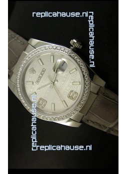 Rolex Replica Datejust Swiss Replica Watch - 37MM - Grey Dial/Strap