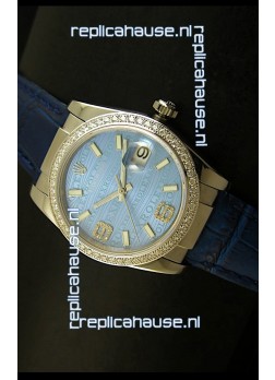 Rolex Replica Datejust Swiss Replica Watch - 37MM - Blue Dial/Strap