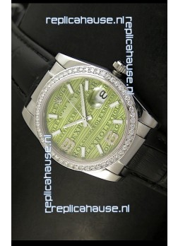 Rolex Replica Datejust Swiss Replica Watch - 37MM - Black Strap Green Dial
