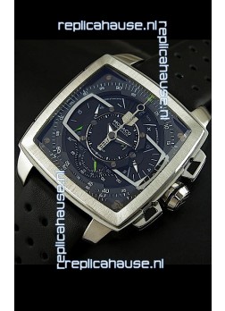 Tag Heuer Monaco Mikrograph Japanese Replica Watch in Black/Green Strap