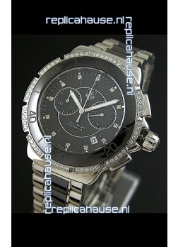 Tag Heuer Formula 1 Chronograph Swiss Replica Ceramic Ladies Watch in Black Dial