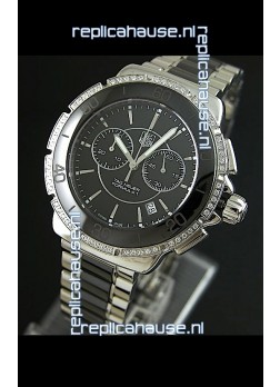Tag Heuer Formula 1 Chronograph Swiss Replica Ceramic Ladies Watch in Diamond Bezel