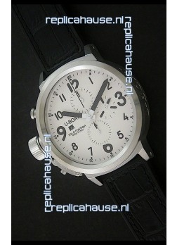 U-Boat Flightdeck Steel Watch in White Dial