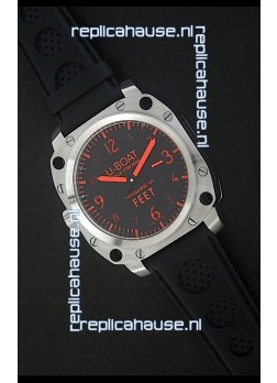 U-Boat Thousands of Feet Swiss Steel Automatic Watch in Red Markers