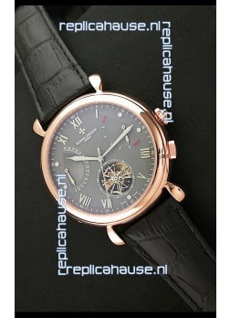 Vacheron Constantin Reserve Tourbillon Japanese Replica Rose Gold Watch in Grey Dial