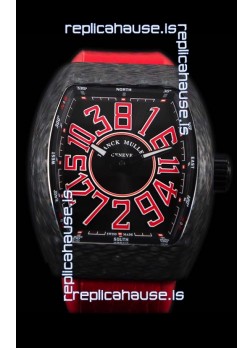 Franck Muller Vanguard Carbon Casing Red Indexes Swiss Watch