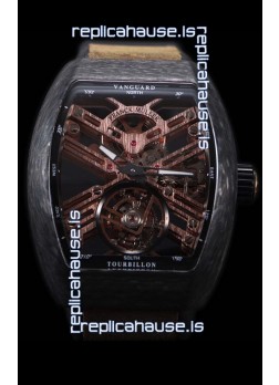 Franck Muller Vanguard Skeleton Tourbillon Black Carbon Swiss Replica Watch