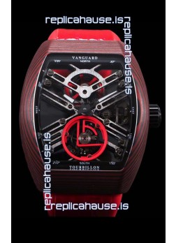 Franck Muller Vanguard Skeleton Tourbillon Red Carbon Swiss Replica Watch